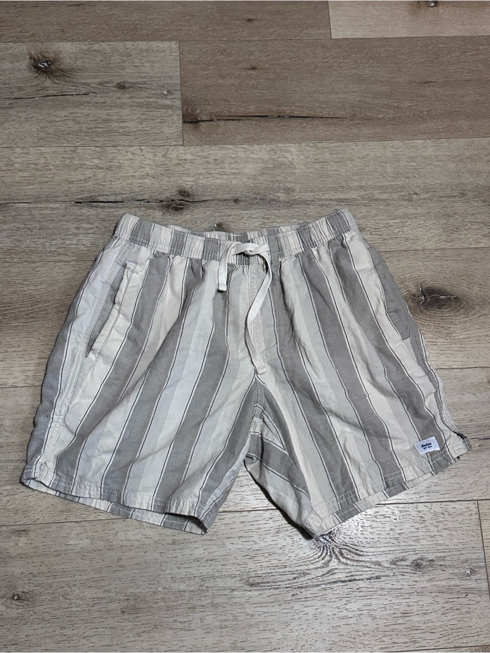 Men's Katin Beige & White Striped Swim Shorts